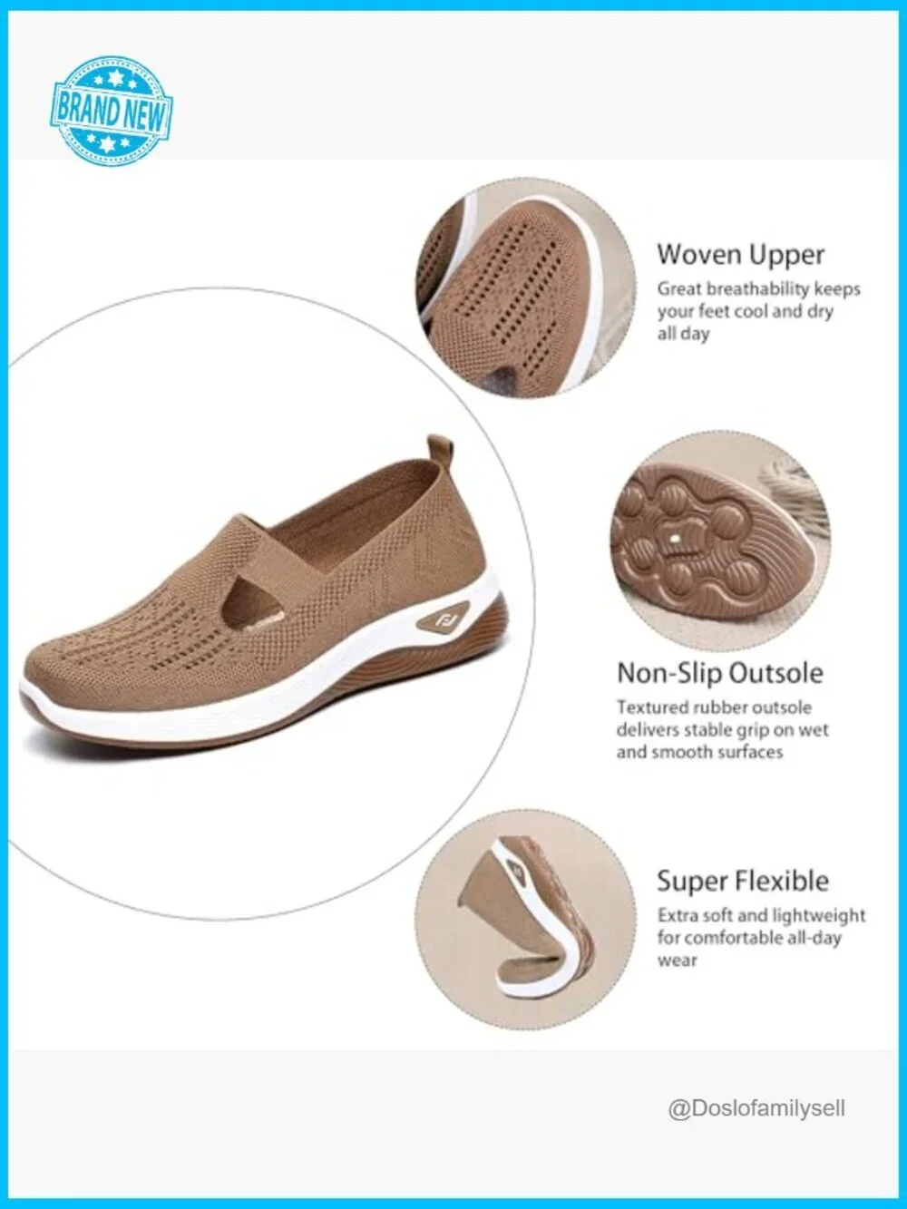 Women's Walking Sneakers Arch Support Slip-On Breathable Mesh Lightweight